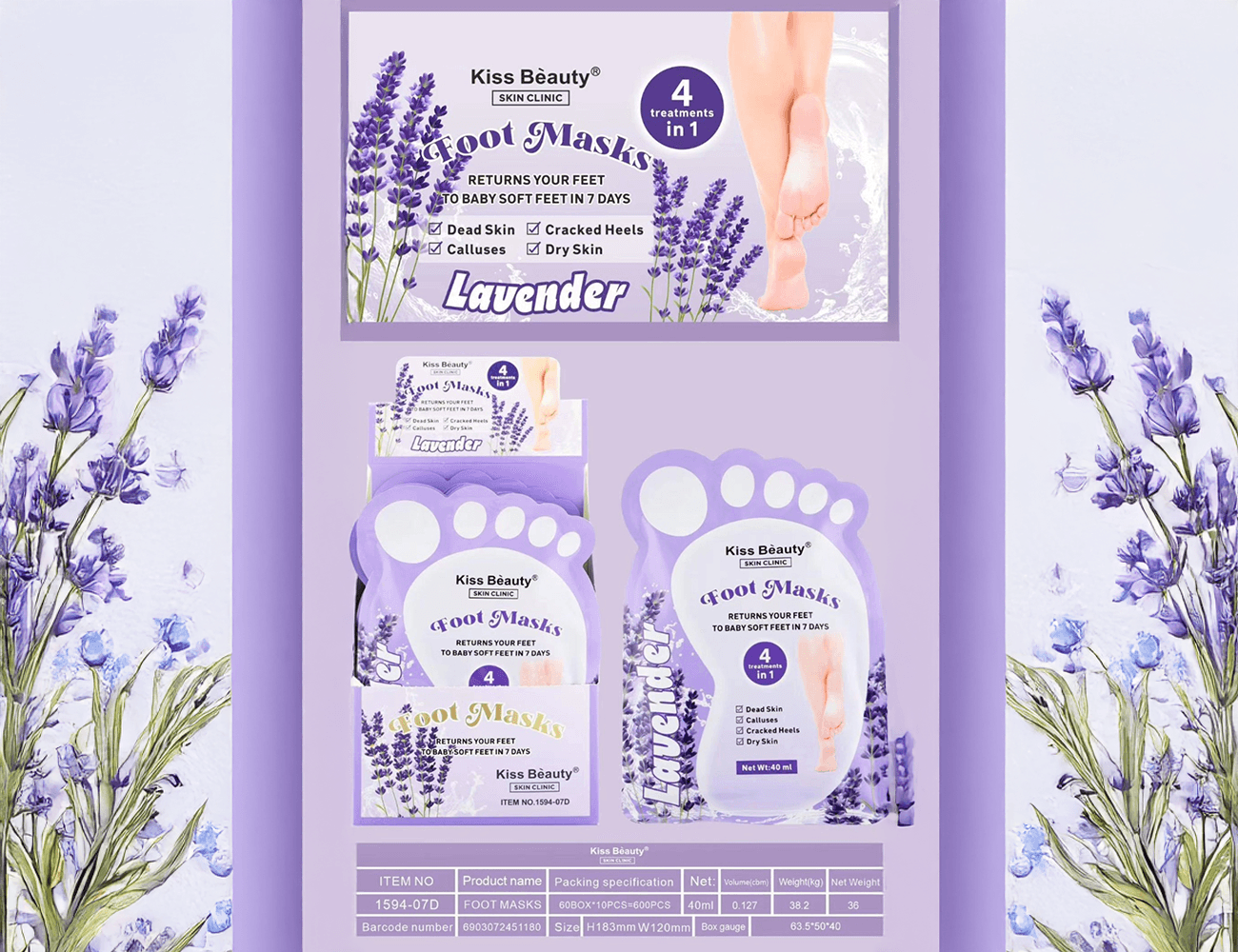 Mascarilla para pies lavanda