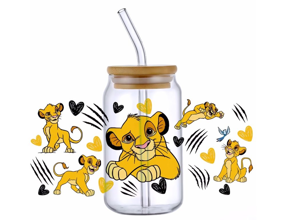 VASO DE VIDRIO CON TAPA 550ML REY LEON