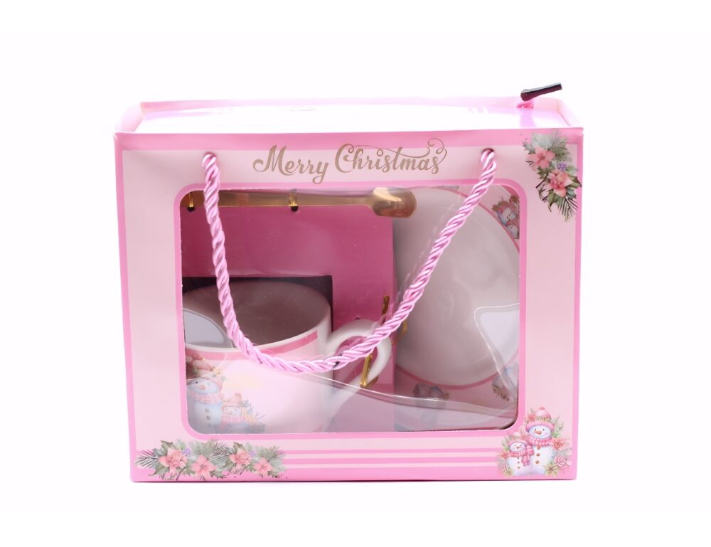 CONJUNTO DE TAZA NAVIDAD ROSA